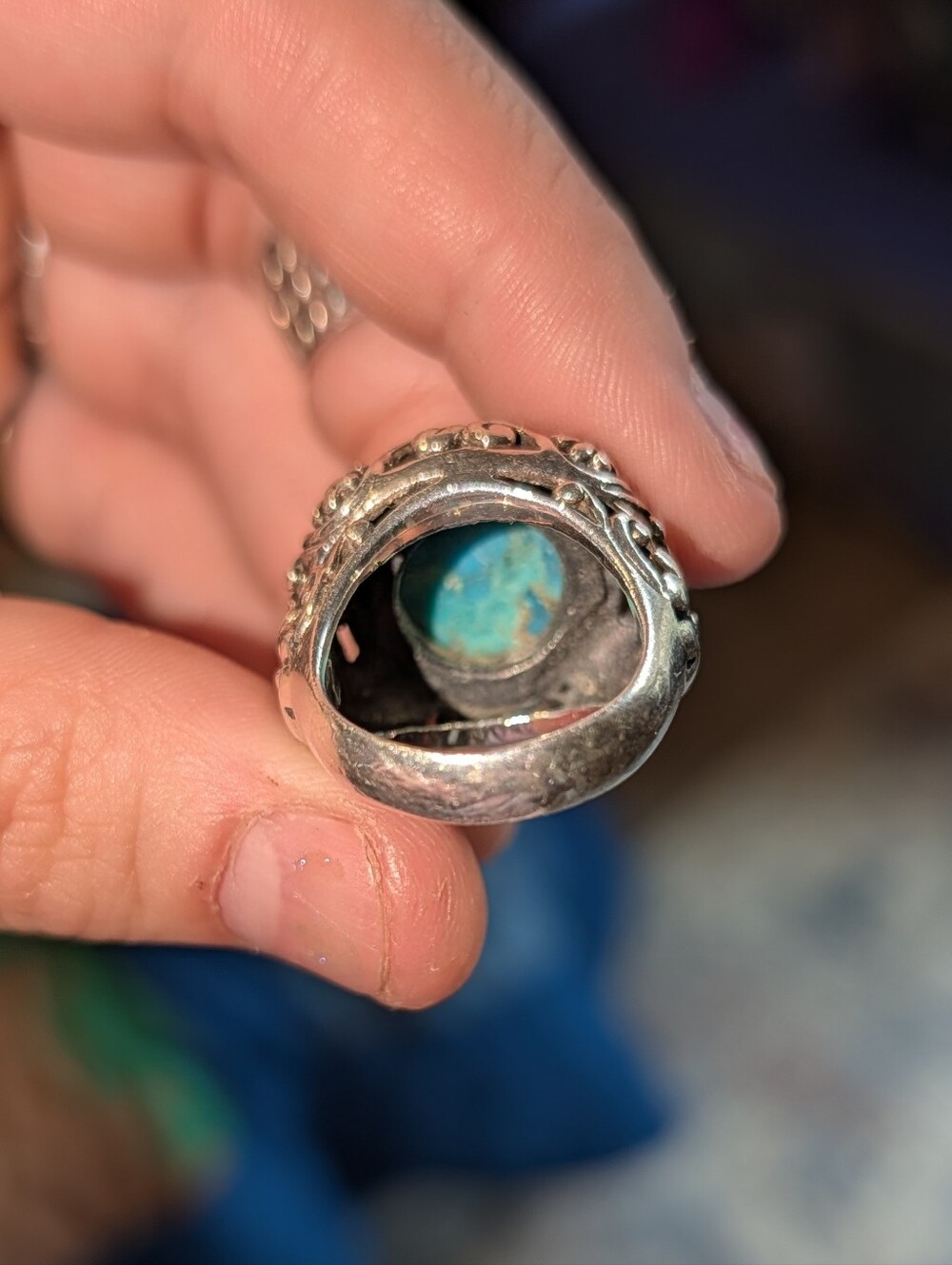 Sterling Silver Turquoise Filigree Ring - Picture 4 of 4